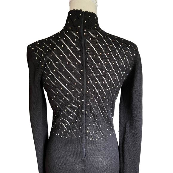 Palena Knit Mock Neck Evening Dress Rhinestones Size‎ 10 True 60s Vintage EUC - Picture 6 of 14